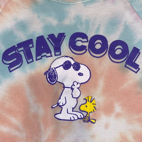 5/$50 Peanuts Tie-Dye Cropped Sweatshirt with Snoopy and Woodstock Size Large - Picture 10 of 10